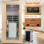 1 Person Sauna Room Far Infrared Canadian Hemlock Wood Sauna Cabinet Home Spa