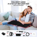 , Red Light Therapy Mat for Body, 31.5" * 11.8" Red Light Therapy Blanket Red near Infrared 660Nm 850Nm Full Body Pad, 1080 Leds Infrared Light Therapy for Body for Pain Relief, Improved Sleep