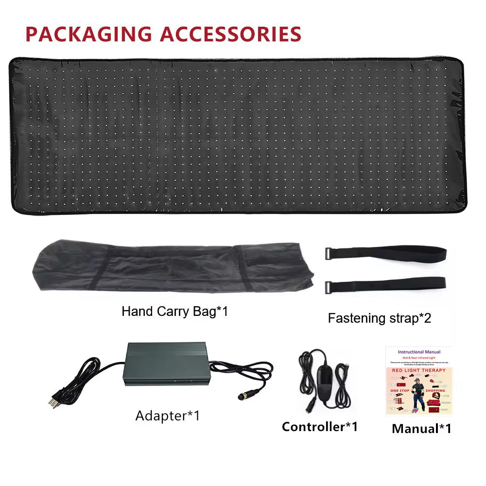 Low EMF Large Red Light Therapy Back Yoga Sauna Blanket Belt Full Body Pain Relief Home Salon Use Heating Infrared Therapy Mat