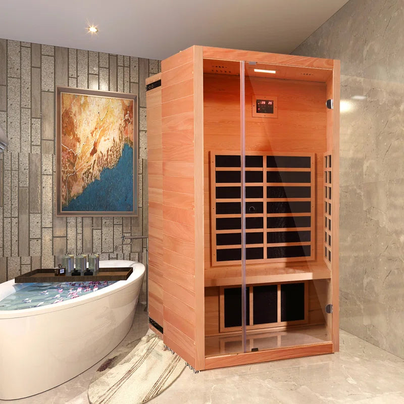 1-Person Extendable Indoor FAR Infrared Sauna Bluetooth Compatible with 6 Carbon Heaters