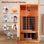1-Person Extendable Indoor FAR Infrared Sauna Bluetooth Compatible with 6 Carbon Heaters