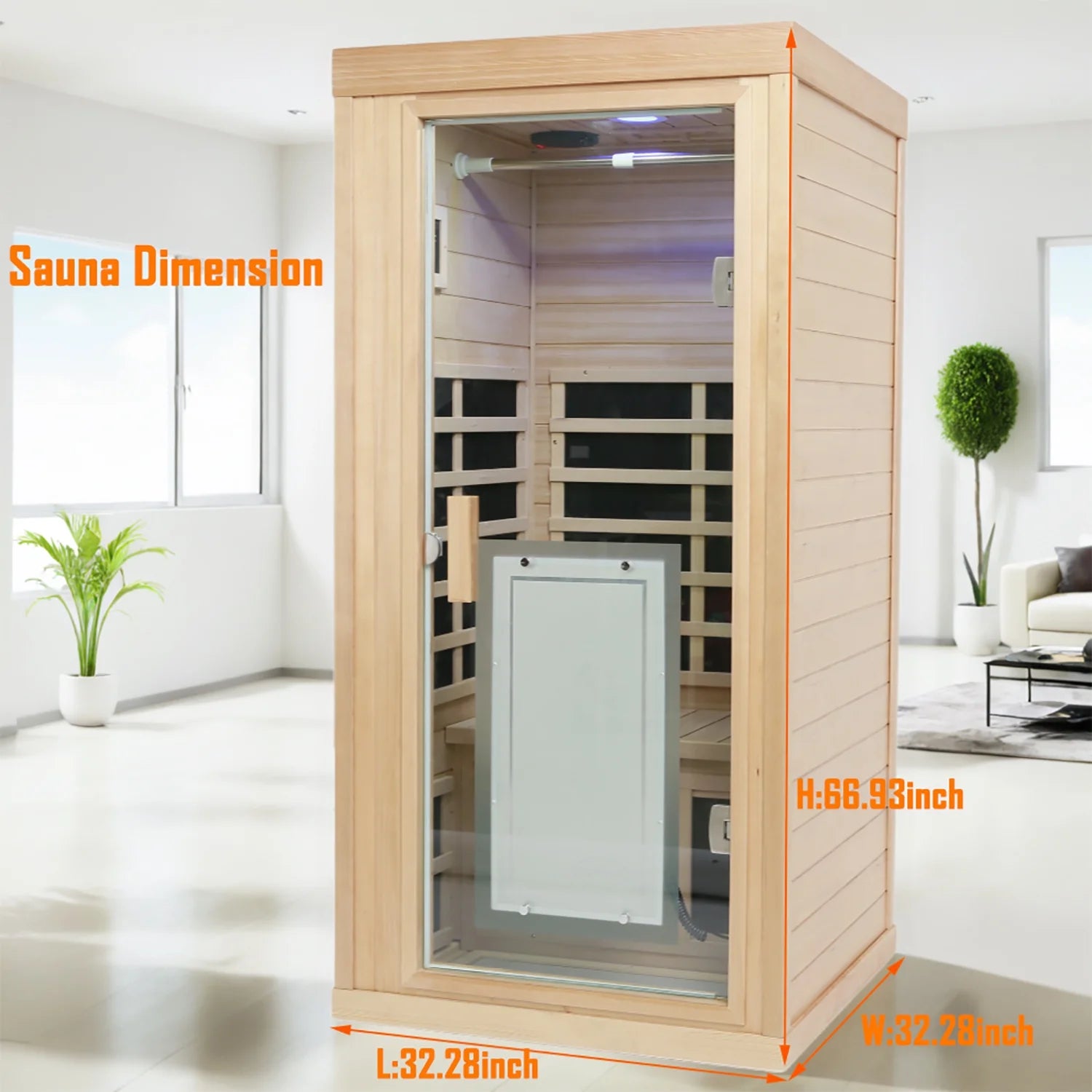 1 Person Sauna Room Far Infrared Canadian Hemlock Wood Sauna Cabinet Home Spa