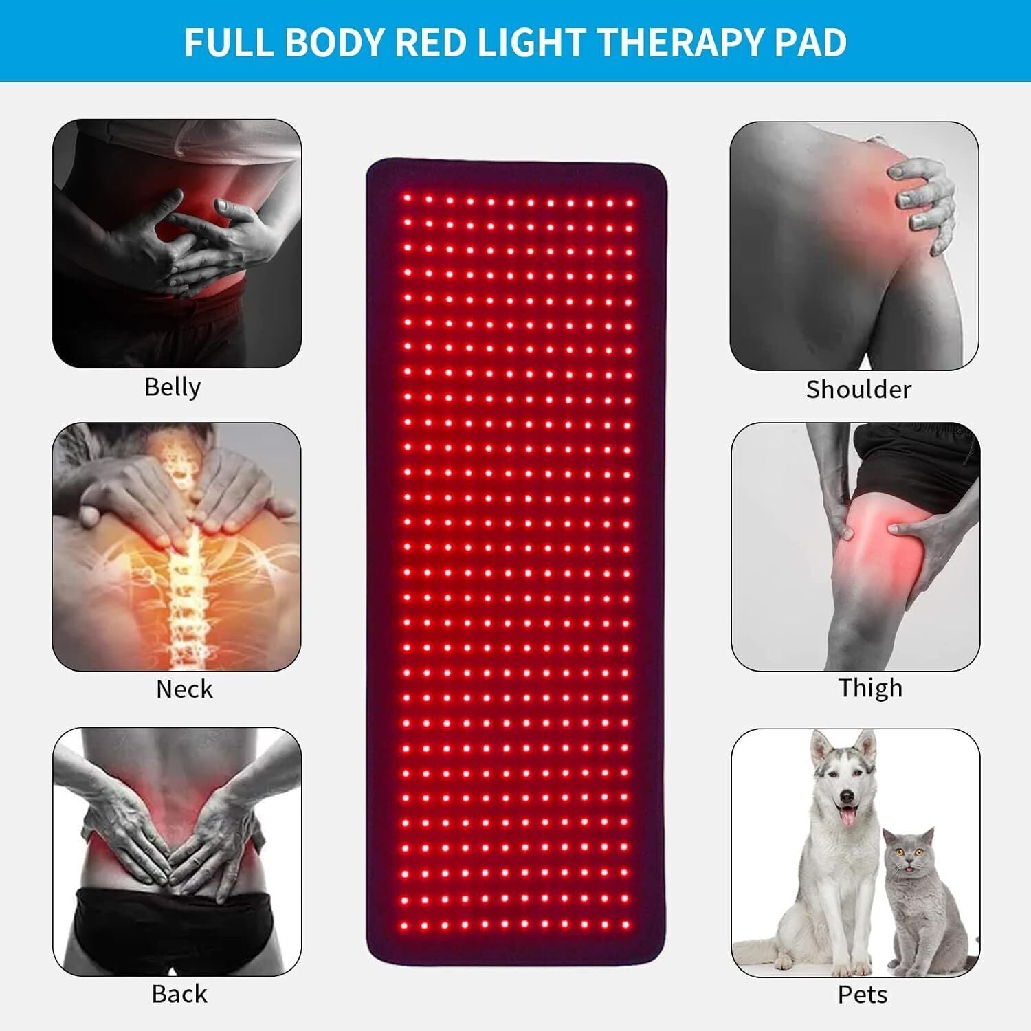 Red Light Therapy Pad Mat LED Infrared Full Body Device Back Muscle Pain Relief