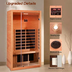 1-Person Extendable Indoor FAR Infrared Sauna Bluetooth Compatible with 6 Carbon Heaters
